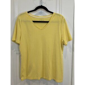 Talbots Yellow Short-Sleeve V-Neck T-Shirt EUC 100% Pima Cotton Basic Summer